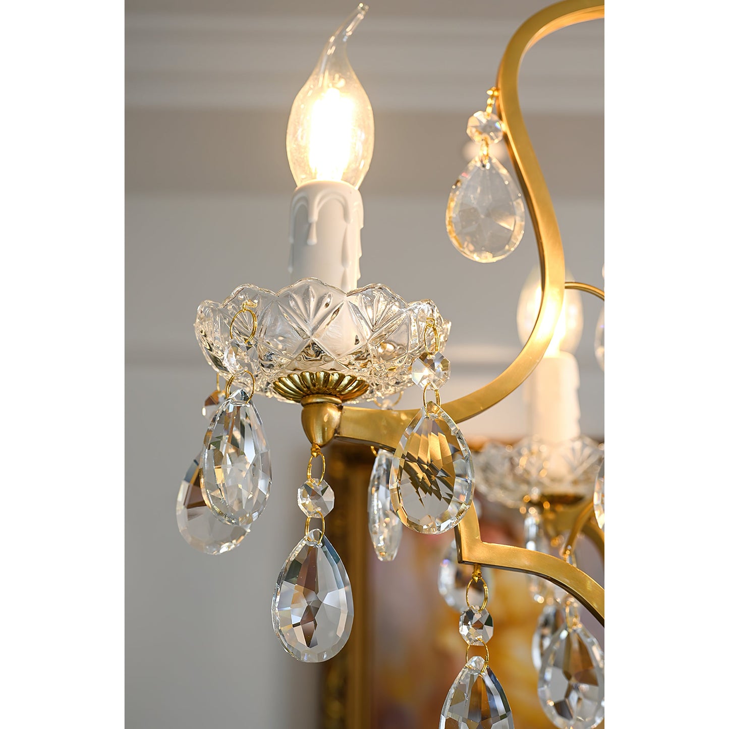 Brass Scrolls Chandelier - Regal Antique Brass & Crystal 5-Light Chandelier