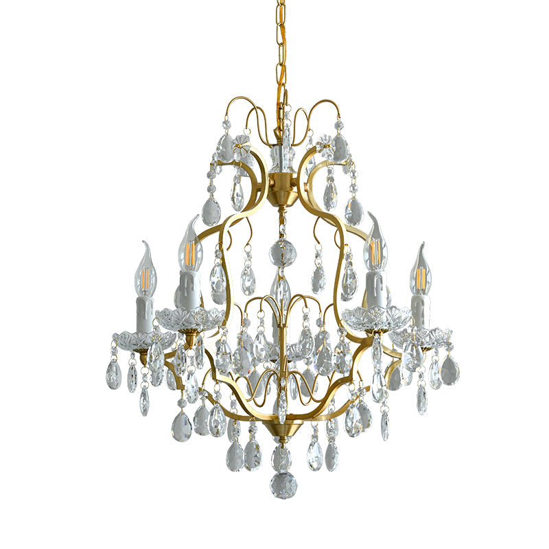 Brass Scrolls Chandelier - Regal Antique Brass & Crystal 5-Light Chandelier