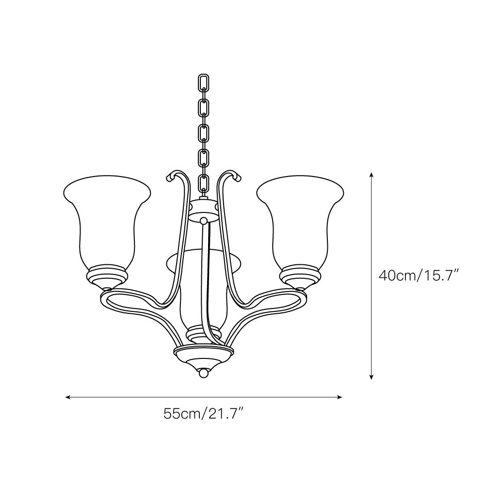 Breena Chandelier - Elegant Brass Multi-Arm Pendant with Glass Shades