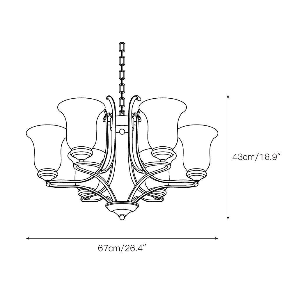 Breena Chandelier - Elegant Brass Multi-Arm Pendant with Glass Shades