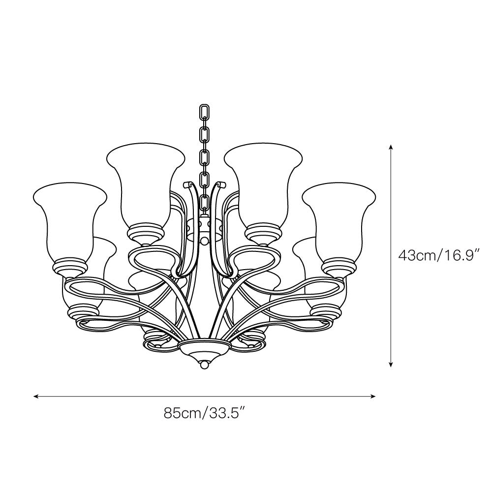 Breena Chandelier - Elegant Brass Multi-Arm Pendant with Glass Shades