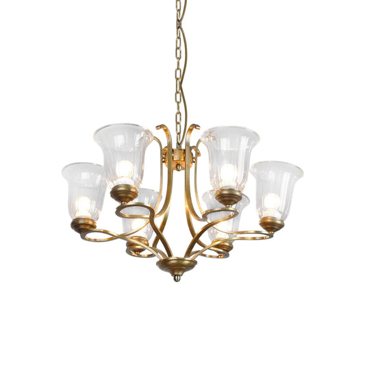 Breena Chandelier - Elegant Brass Multi-Arm Pendant with Glass Shades
