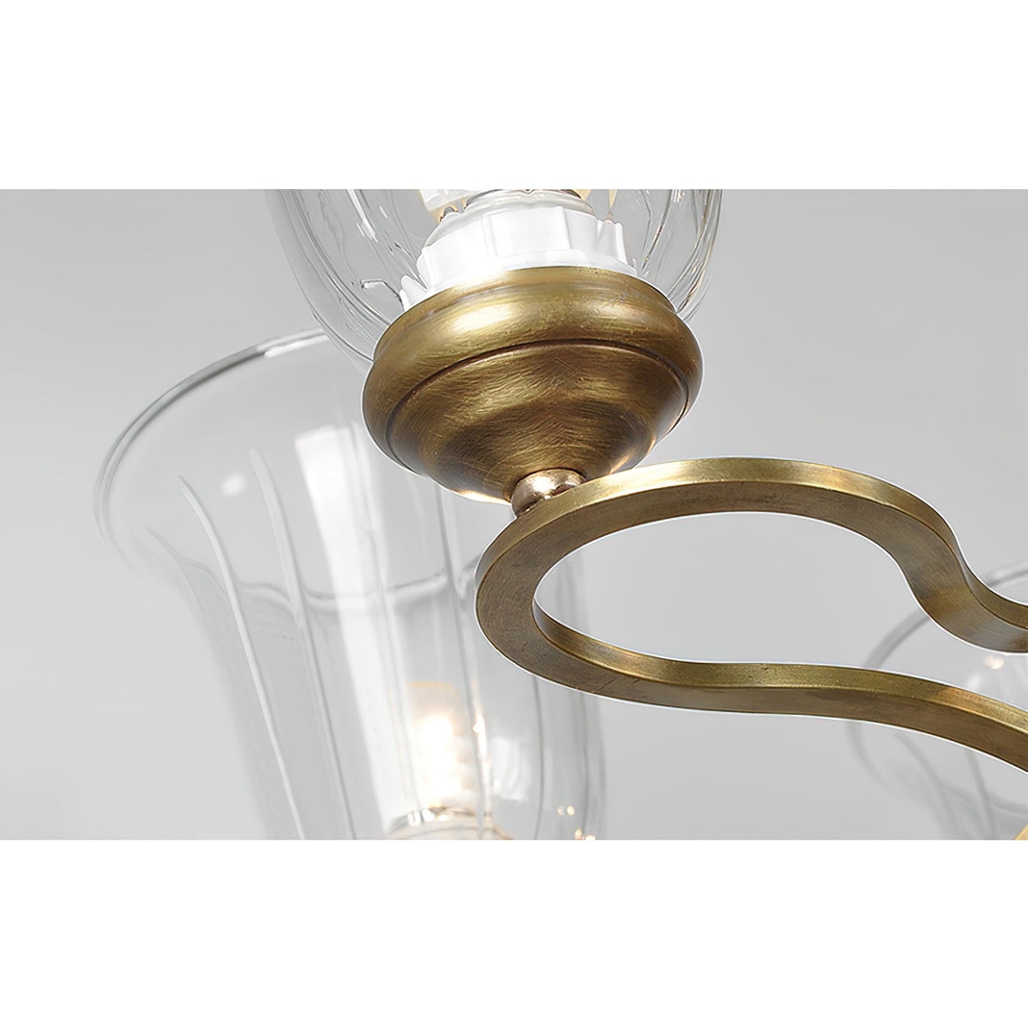 Breena Chandelier - Elegant Brass Multi-Arm Pendant with Glass Shades