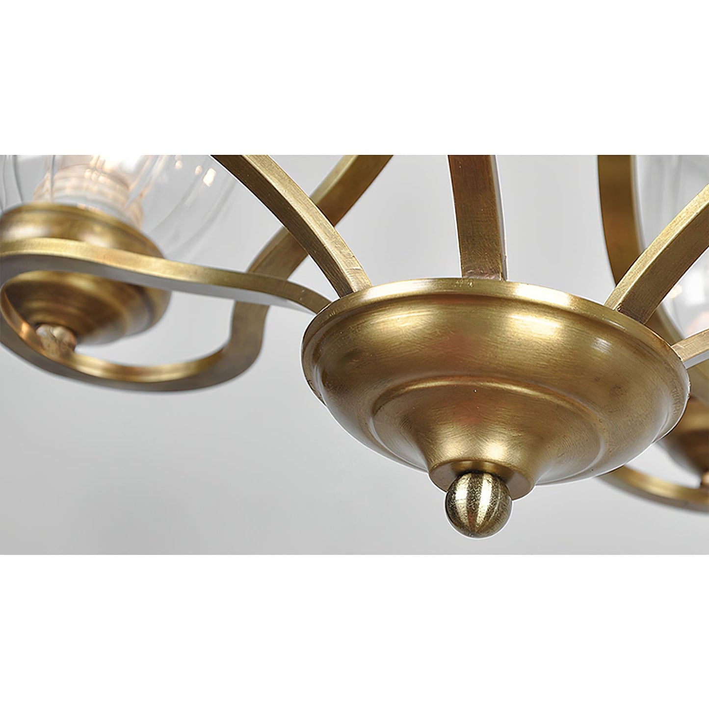 Breena Chandelier - Elegant Brass Multi-Arm Pendant with Glass Shades