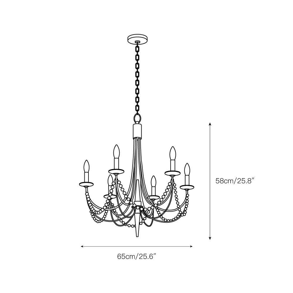 Brentwood Chandelier - Colonial-Inspired Brass & Beaded Crystal Chandelier