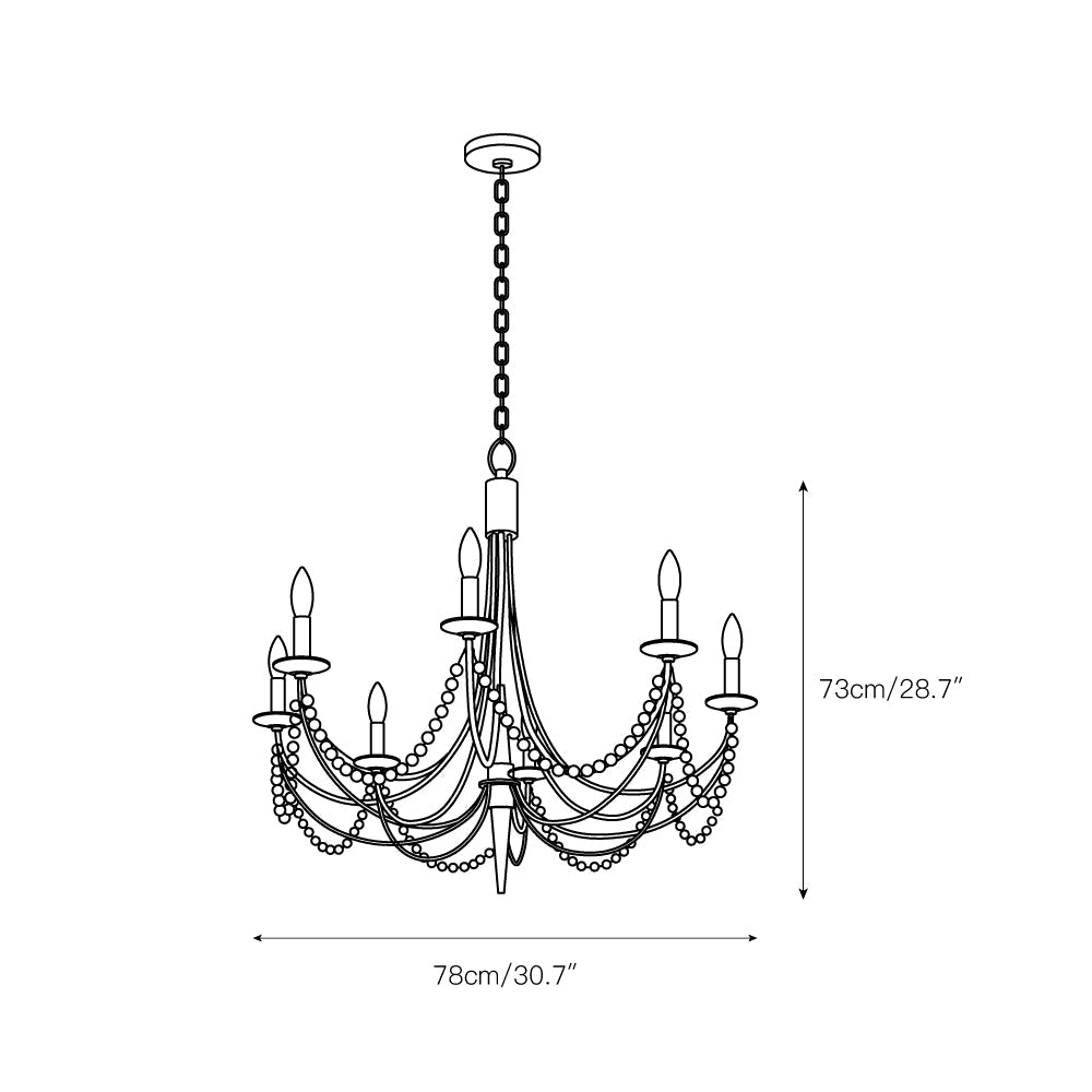 Brentwood Chandelier - Colonial-Inspired Brass & Beaded Crystal Chandelier