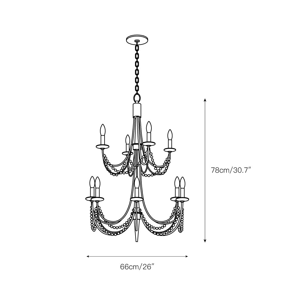 Brentwood Chandelier - Colonial-Inspired Brass & Beaded Crystal Chandelier