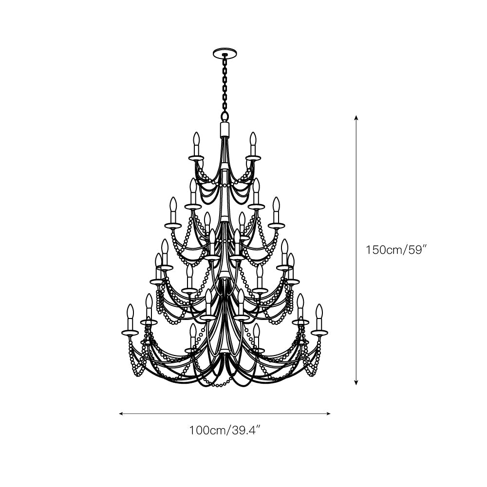 Brentwood Chandelier - Colonial-Inspired Brass & Beaded Crystal Chandelier