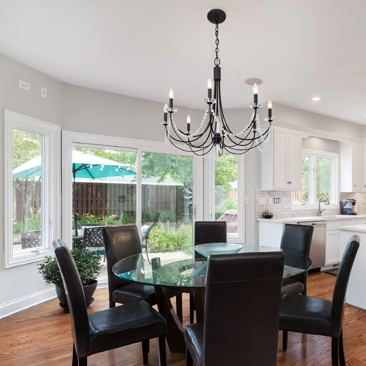 Brentwood Chandelier - Colonial-Inspired Brass & Beaded Crystal Chandelier