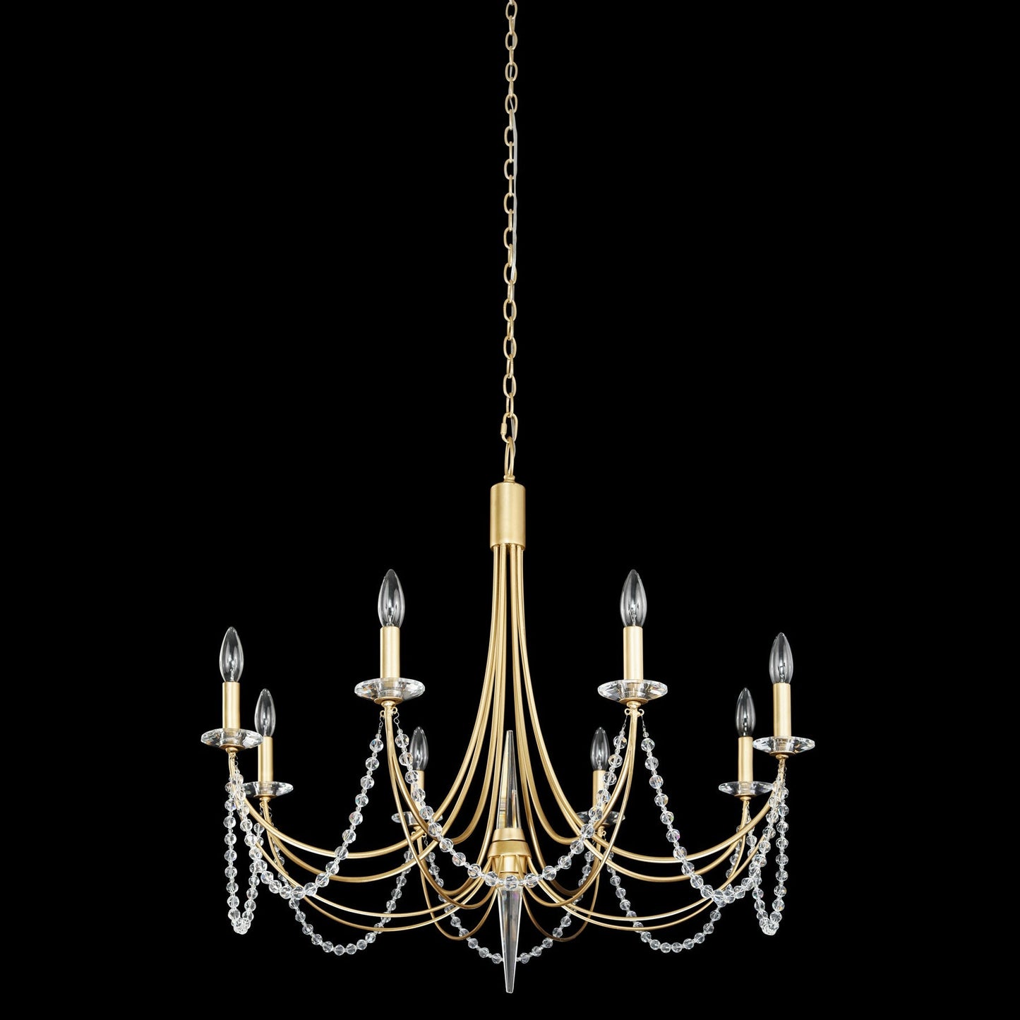 Brentwood Chandelier - Colonial-Inspired Brass & Beaded Crystal Chandelier