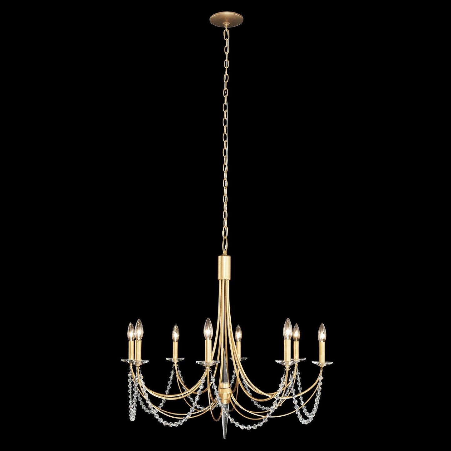 Brentwood Chandelier - Colonial-Inspired Brass & Beaded Crystal Chandelier