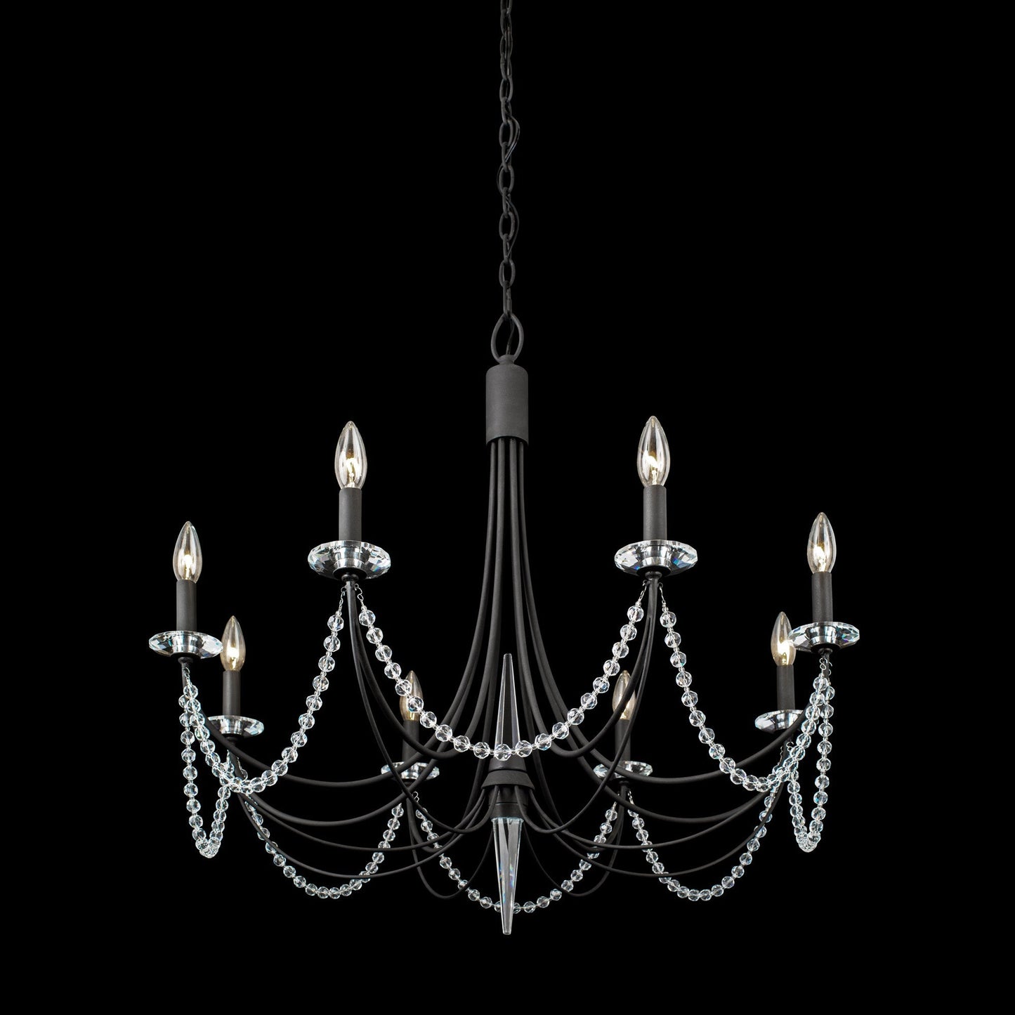 Brentwood Chandelier - Colonial-Inspired Brass & Beaded Crystal Chandelier