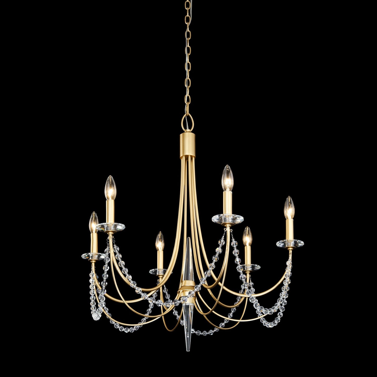 Brentwood Chandelier - Colonial-Inspired Brass & Beaded Crystal Chandelier