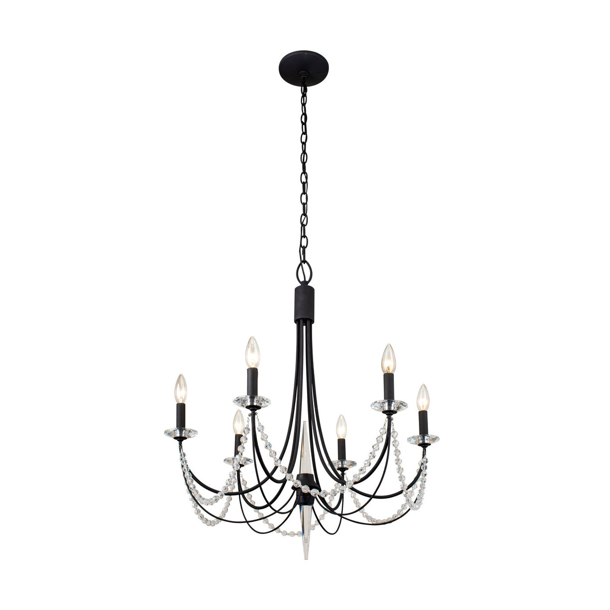 Brentwood Chandelier - Colonial-Inspired Brass & Beaded Crystal Chandelier