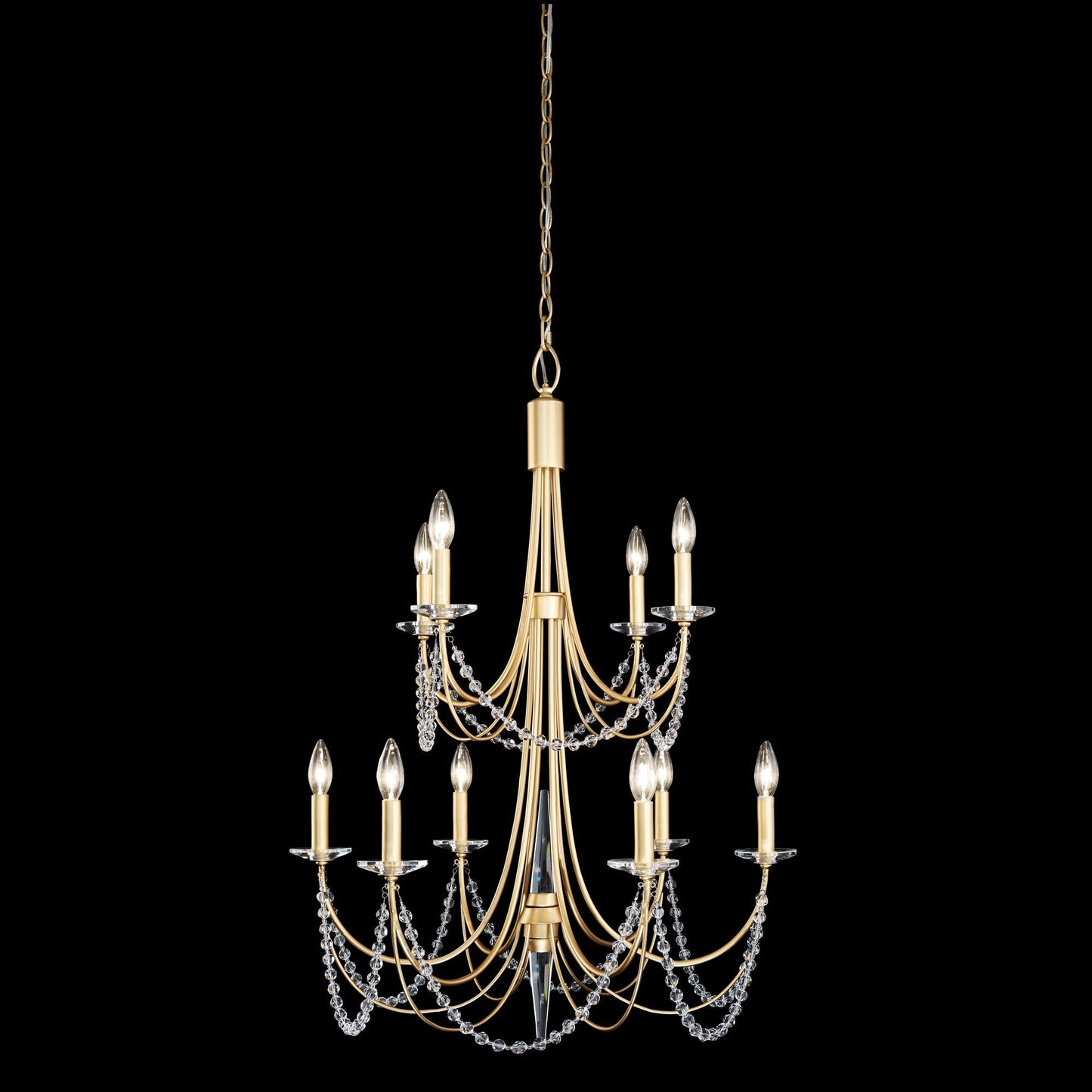 Brentwood Chandelier - Colonial-Inspired Brass & Beaded Crystal Chandelier