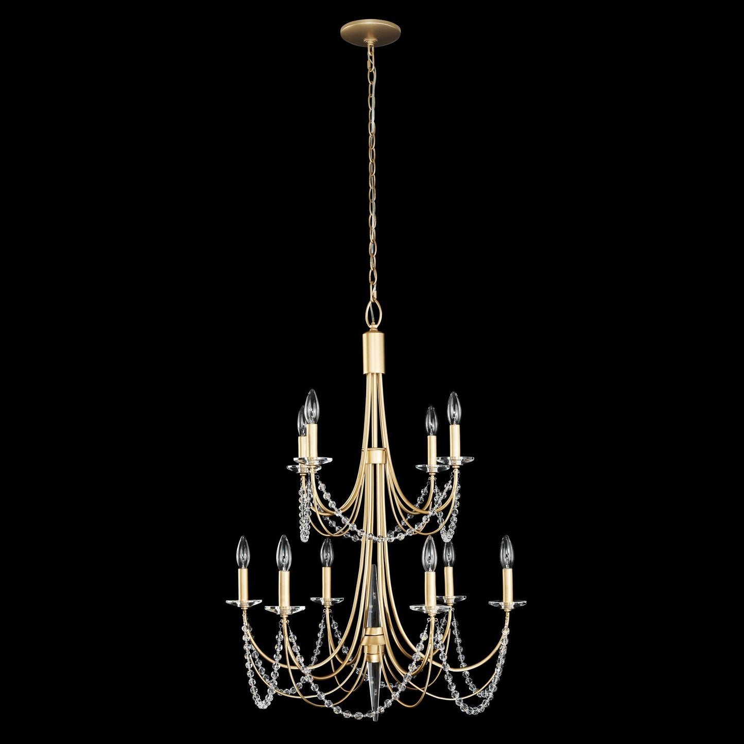 Brentwood Chandelier - Colonial-Inspired Brass & Beaded Crystal Chandelier