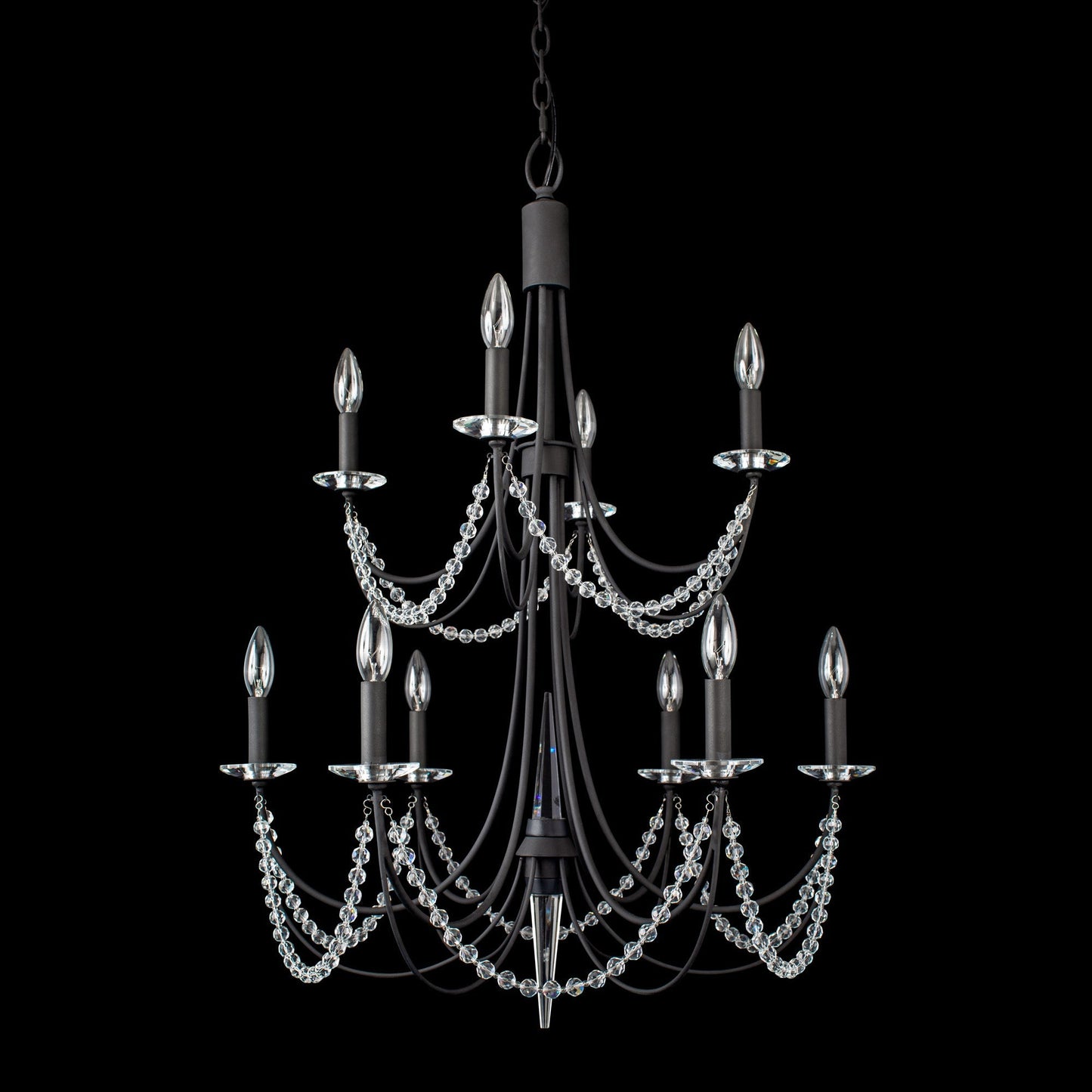 Brentwood Chandelier - Colonial-Inspired Brass & Beaded Crystal Chandelier