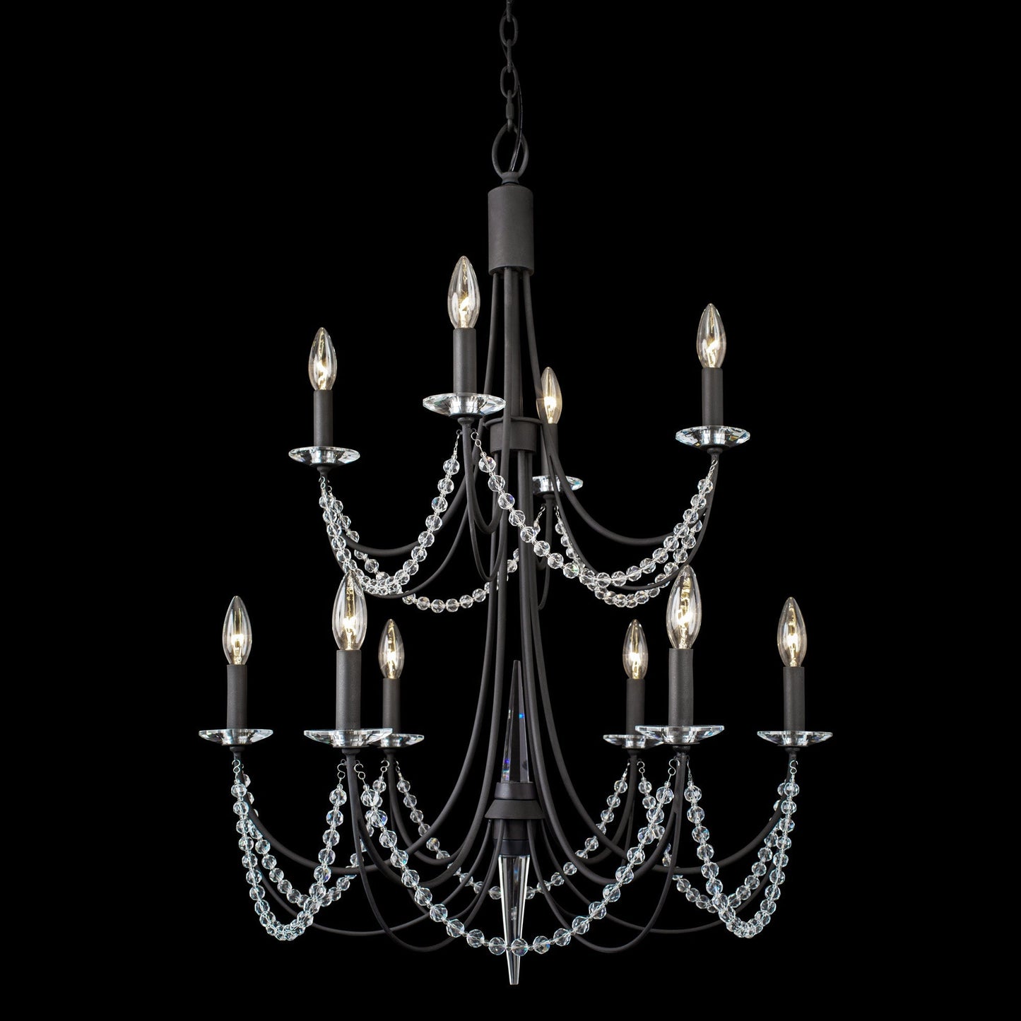 Brentwood Chandelier - Colonial-Inspired Brass & Beaded Crystal Chandelier
