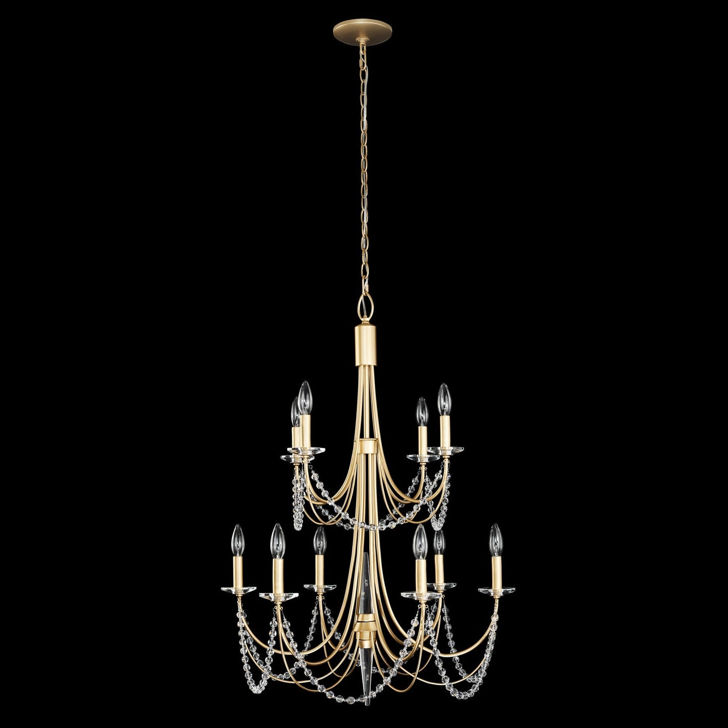 Brentwood Chandelier - Colonial-Inspired Brass & Beaded Crystal Chandelier