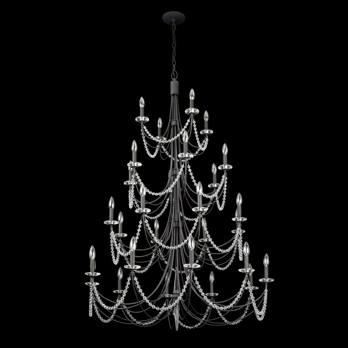 Brentwood Chandelier - Colonial-Inspired Brass & Beaded Crystal Chandelier
