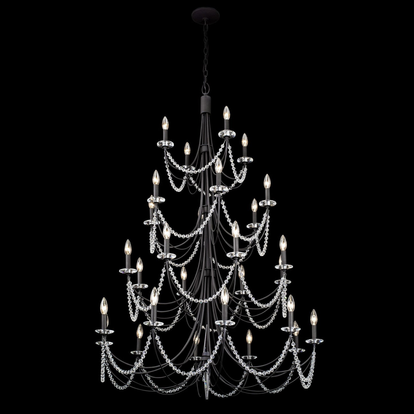 Brentwood Chandelier - Colonial-Inspired Brass & Beaded Crystal Chandelier
