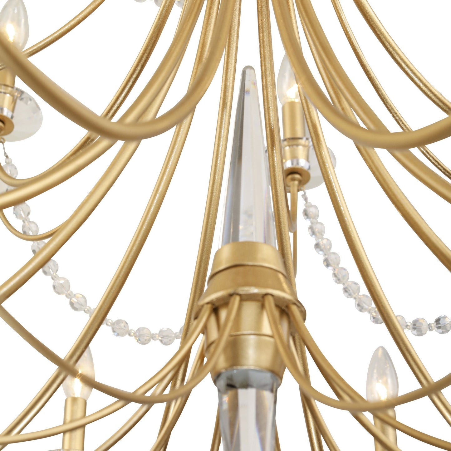 Brentwood Chandelier - Colonial-Inspired Brass & Beaded Crystal Chandelier