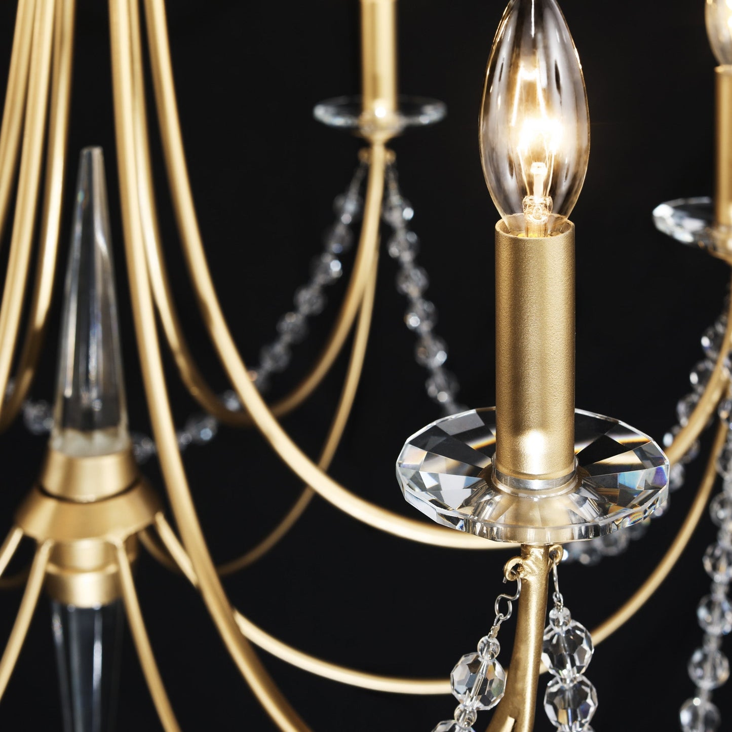 Brentwood Chandelier - Colonial-Inspired Brass & Beaded Crystal Chandelier