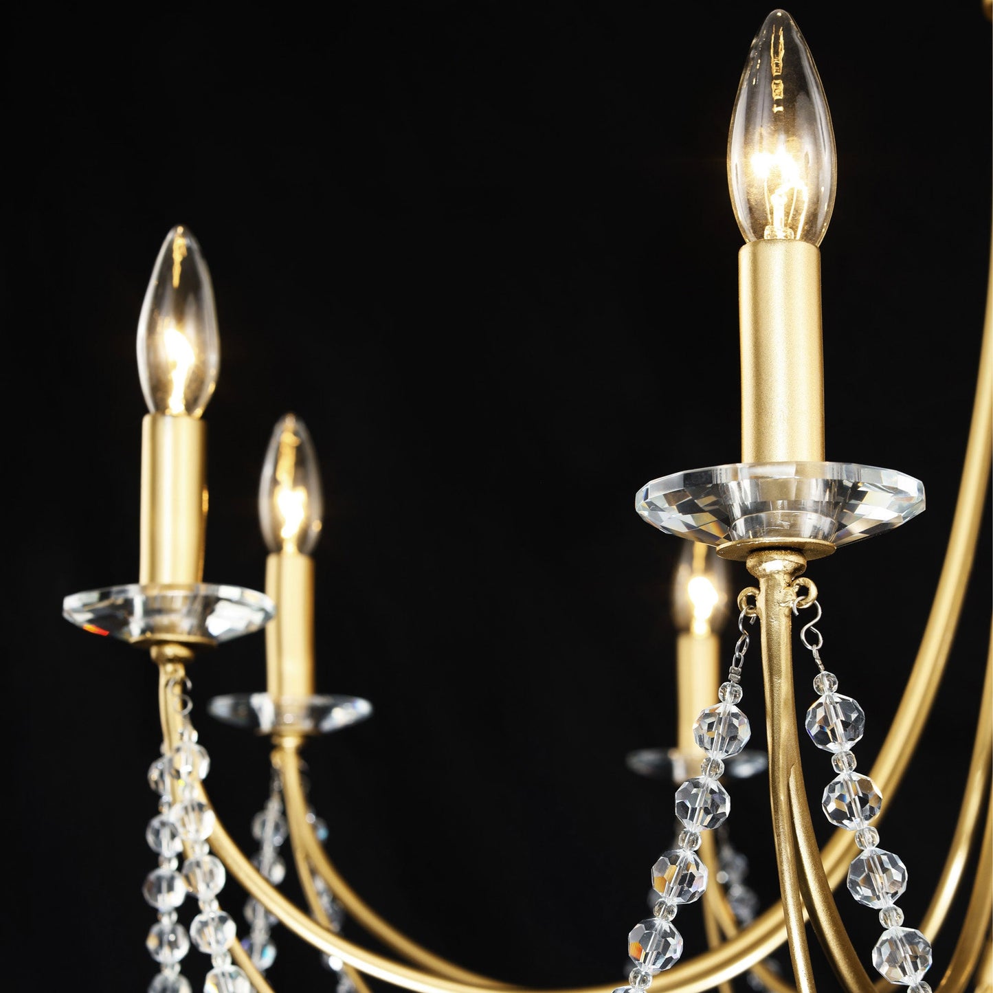 Brentwood Chandelier - Colonial-Inspired Brass & Beaded Crystal Chandelier