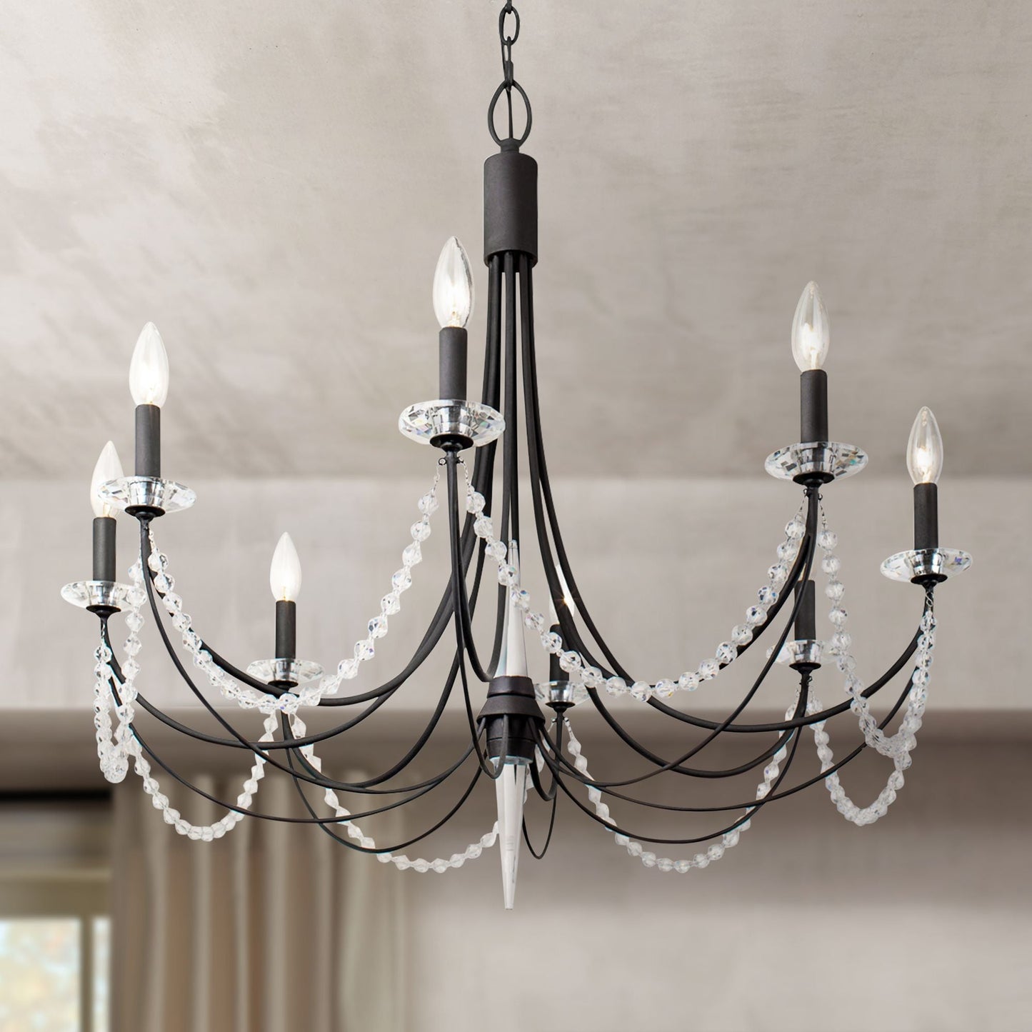 Brentwood Chandelier - Colonial-Inspired Brass & Beaded Crystal Chandelier