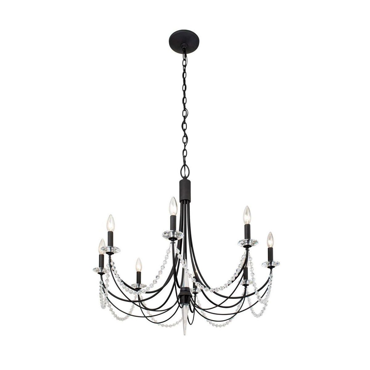 Brentwood Chandelier - Colonial-Inspired Brass & Beaded Crystal Chandelier