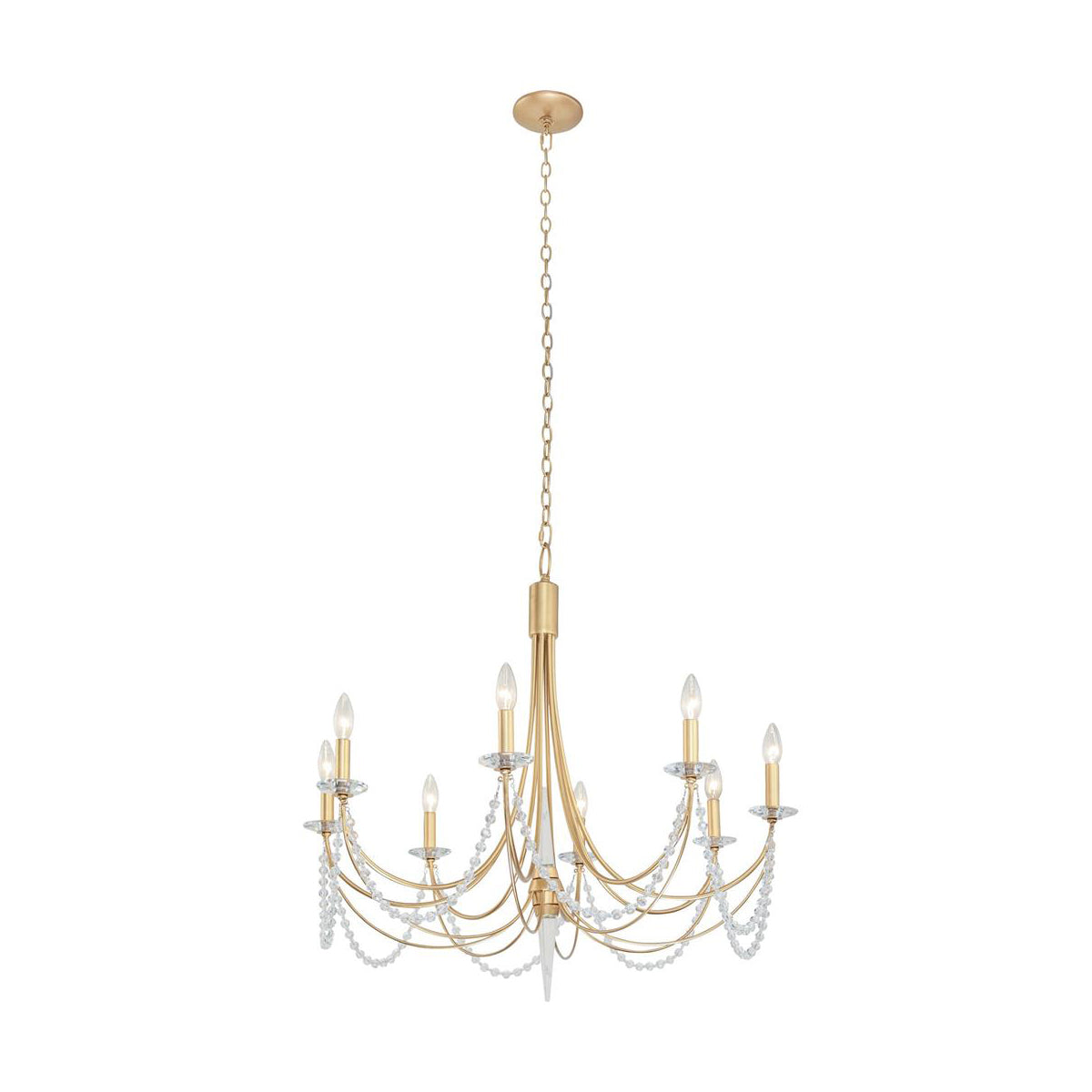 Brentwood Chandelier - Colonial-Inspired Brass & Beaded Crystal Chandelier