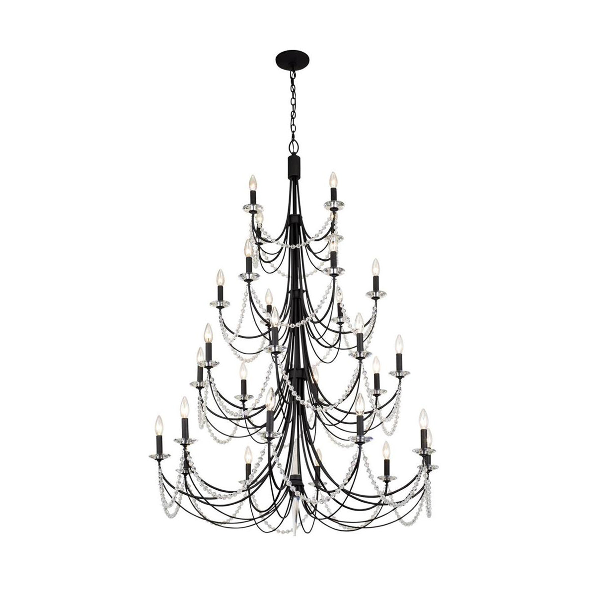 Brentwood Chandelier - Colonial-Inspired Brass & Beaded Crystal Chandelier