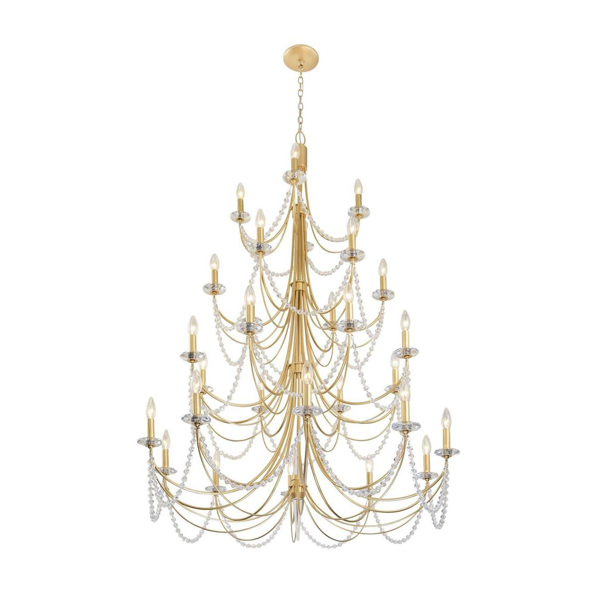 Brentwood Chandelier - Colonial-Inspired Brass & Beaded Crystal Chandelier