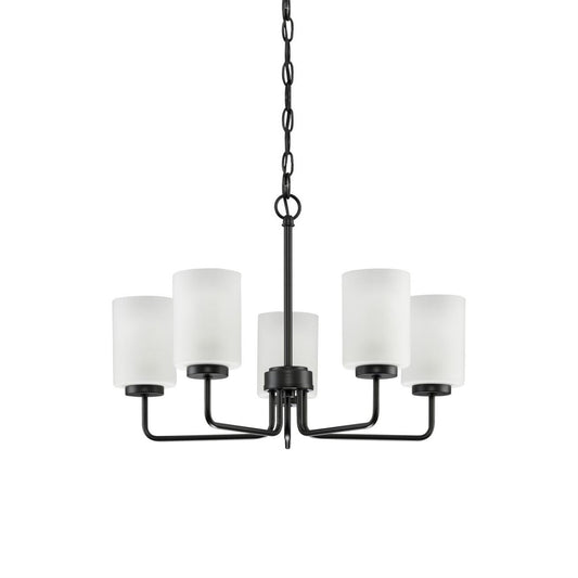 Breyona Chandelier - Contemporary 5-Light Brass & Etched Glass Pendant