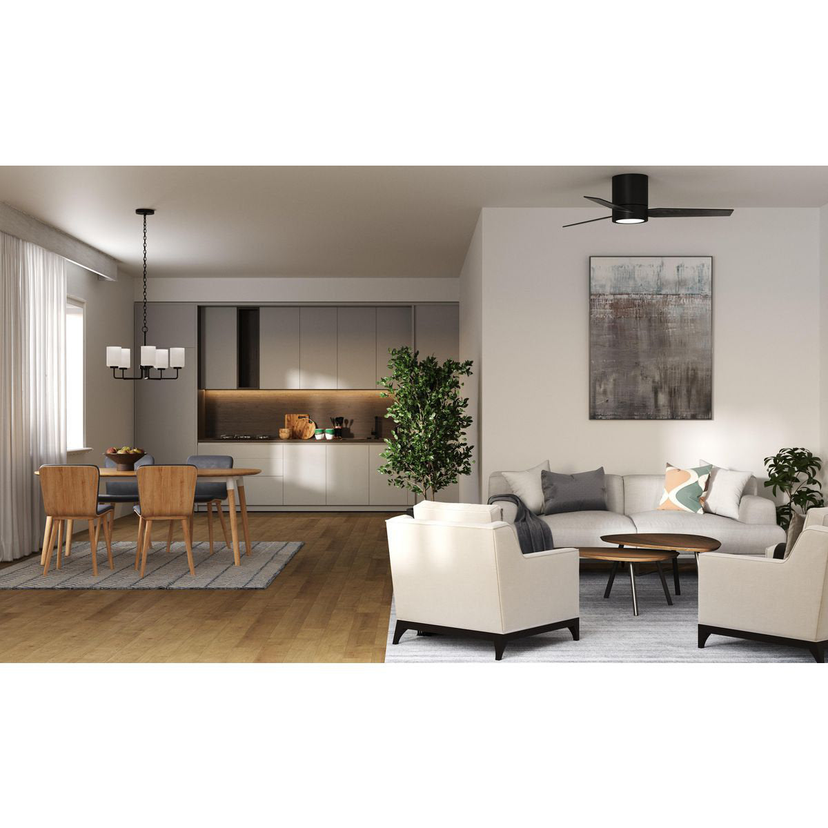 Breyona Chandelier - Contemporary 5-Light Brass & Etched Glass Pendant