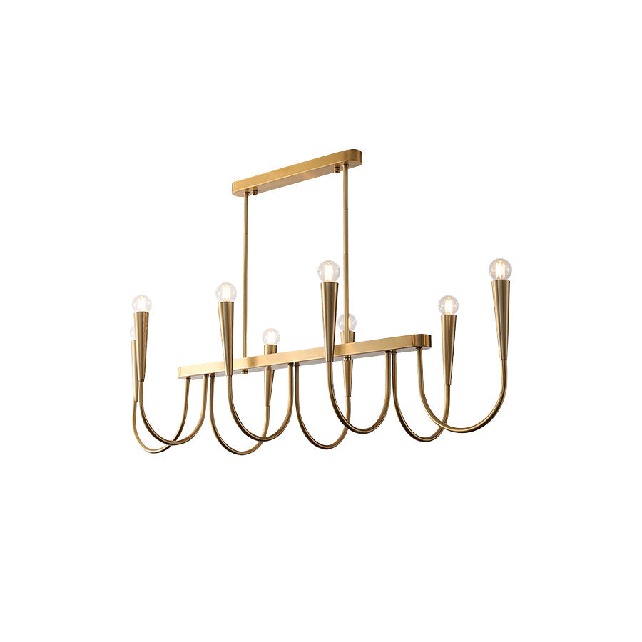 Brianna Linear Chandelier - Modern Minimalist 8-Light Brass Pendant
