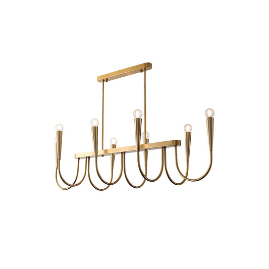 Brianna Linear Chandelier - Modern Minimalist 8-Light Brass Pendant