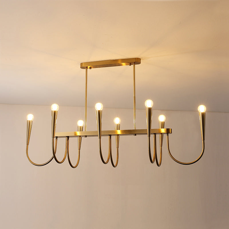Brianna Linear Chandelier - Modern Minimalist 8-Light Brass Pendant