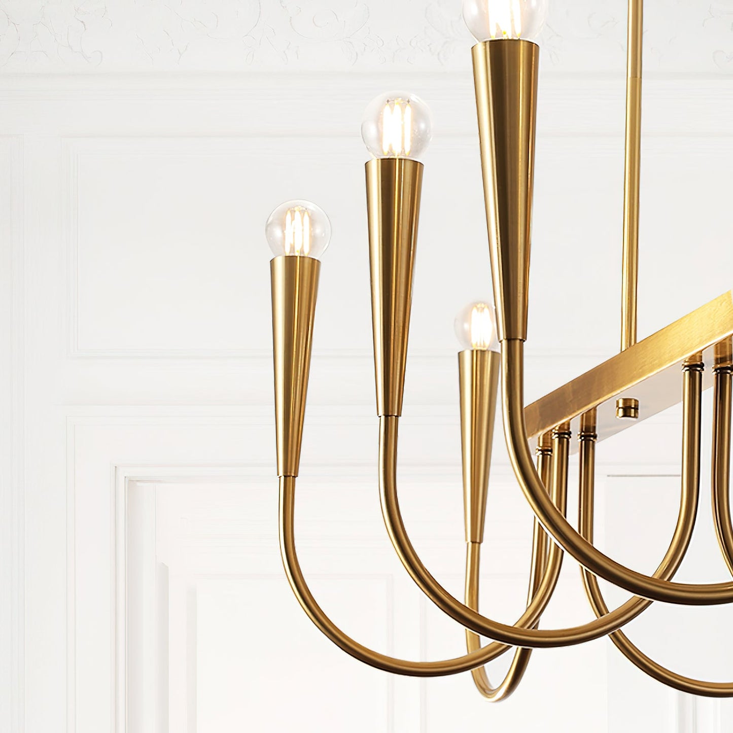 Brianna Linear Chandelier - Modern Minimalist 8-Light Brass Pendant