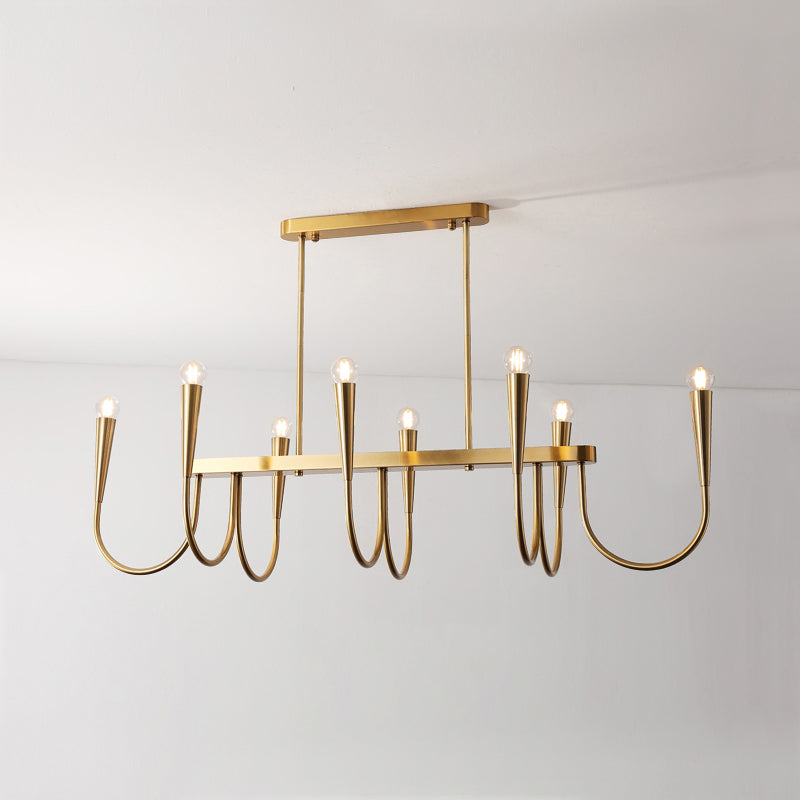 Brianna Linear Chandelier - Modern Minimalist 8-Light Brass Pendant