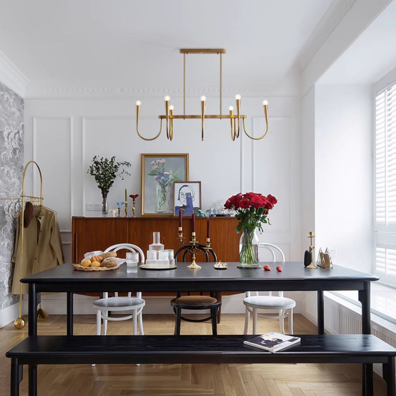 Brianna Linear Chandelier - Modern Minimalist 8-Light Brass Pendant