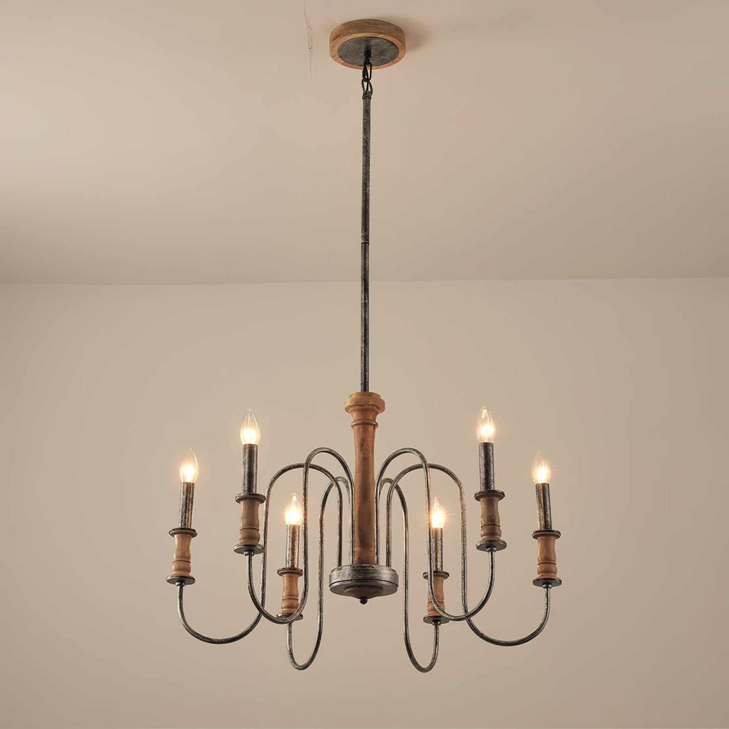 Briarworth Chandelier - Industrial Farmhouse Wooden Multi-Arm Chandelier