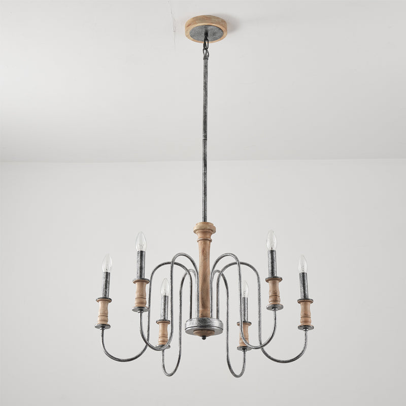 Briarworth Chandelier - Industrial Farmhouse Wooden Multi-Arm Chandelier