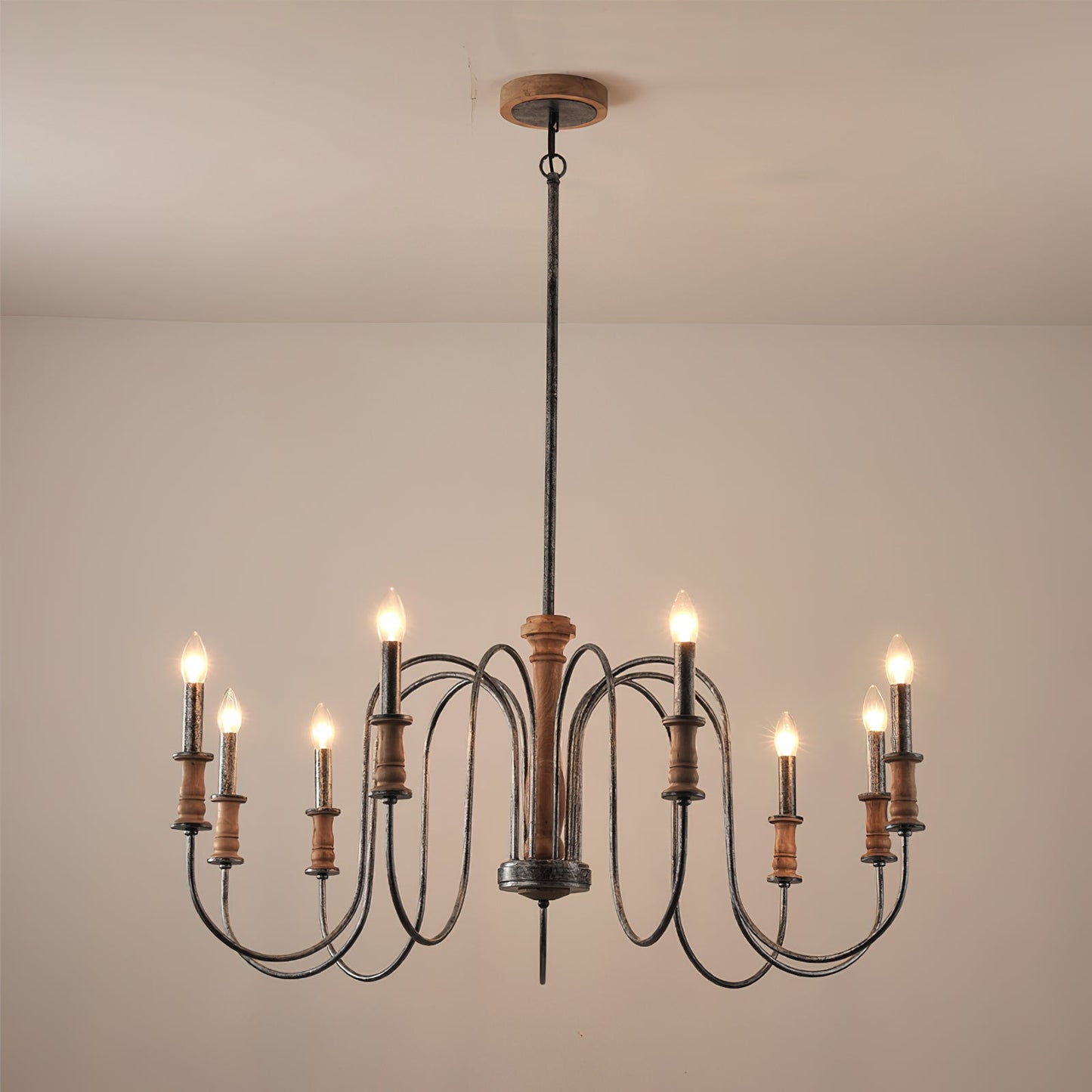 Briarworth Chandelier - Industrial Farmhouse Wooden Multi-Arm Chandelier