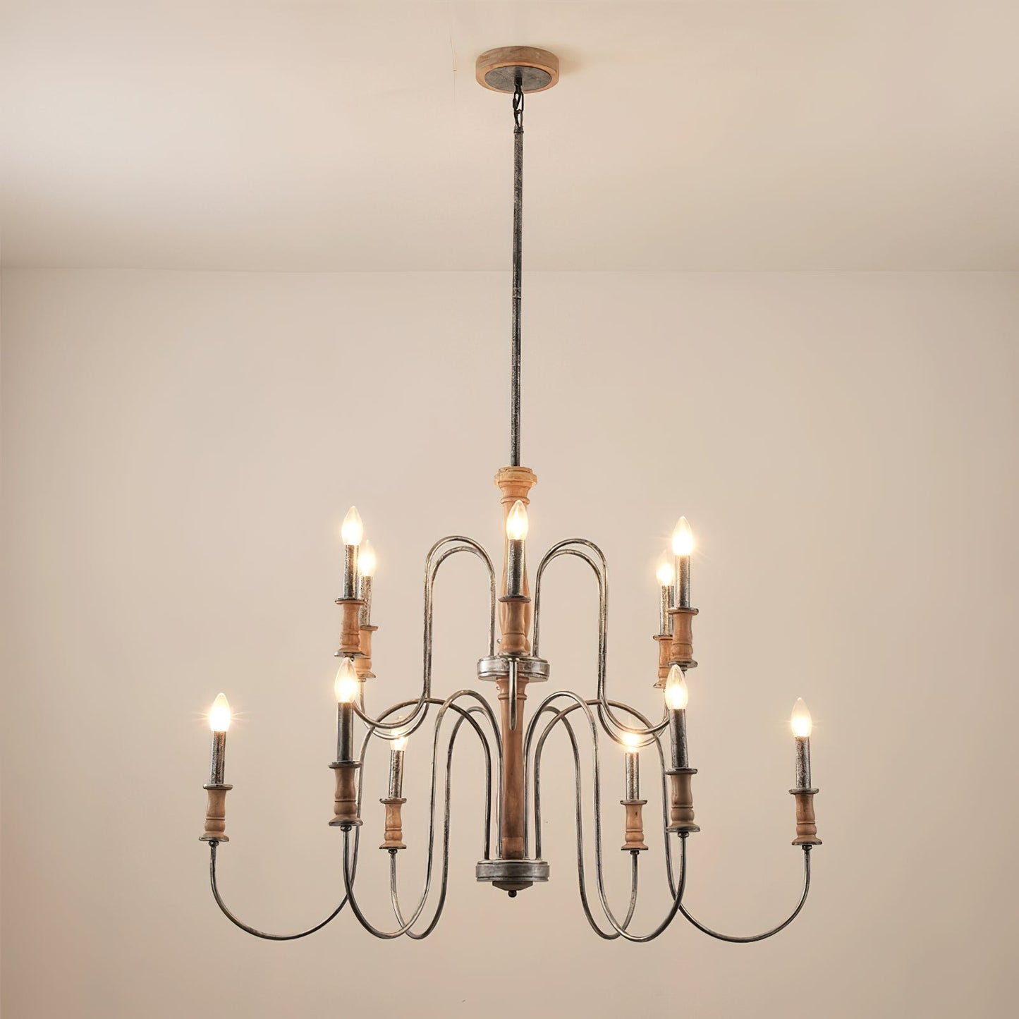 Briarworth Chandelier - Industrial Farmhouse Wooden Multi-Arm Chandelier
