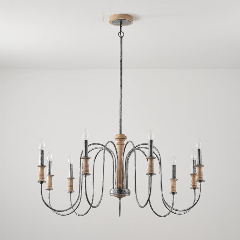 Briarworth Chandelier - Industrial Farmhouse Wooden Multi-Arm Chandelier
