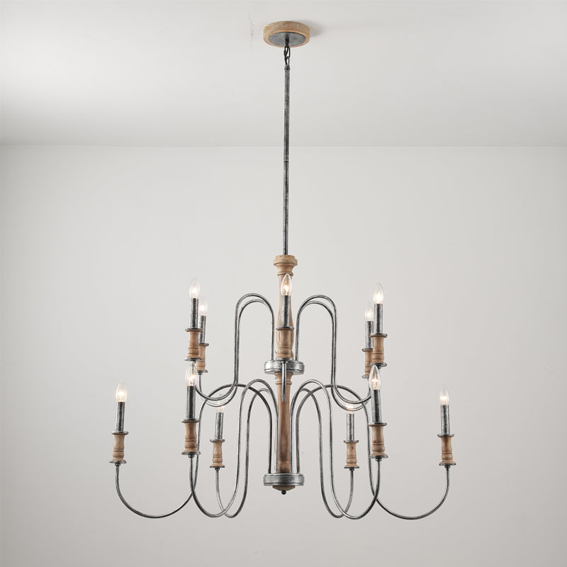 Briarworth Chandelier - Industrial Farmhouse Wooden Multi-Arm Chandelier