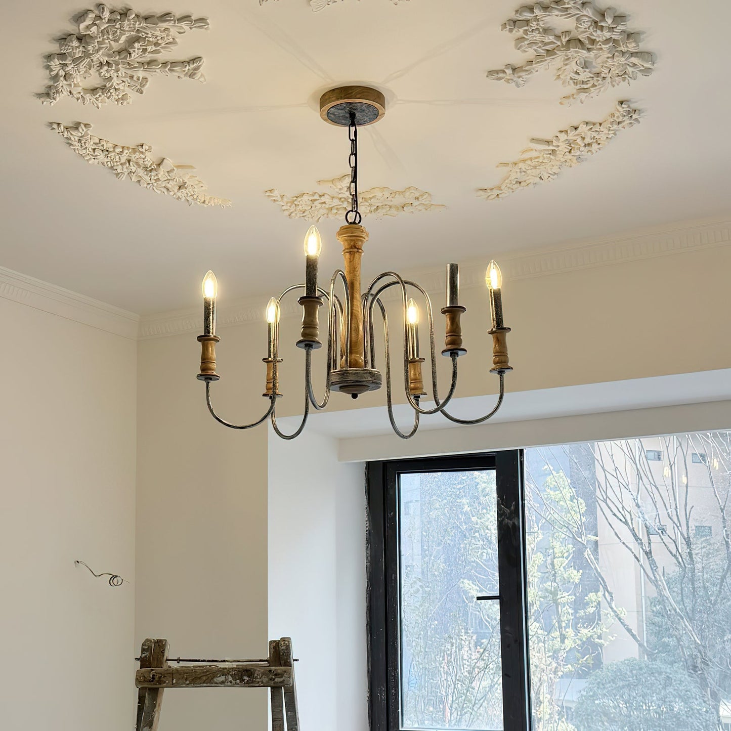 Briarworth Chandelier - Industrial Farmhouse Wooden Multi-Arm Chandelier
