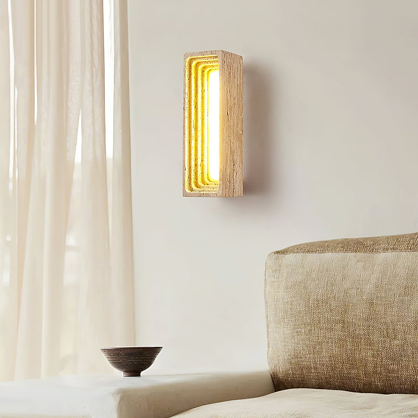 Bricks Wall Lamp - Minimalist Natural Travertine Stone LED Sconce