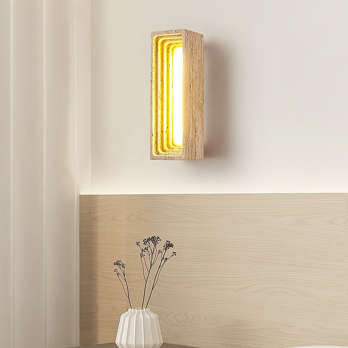 Bricks Wall Lamp - Minimalist Natural Travertine Stone LED Sconce